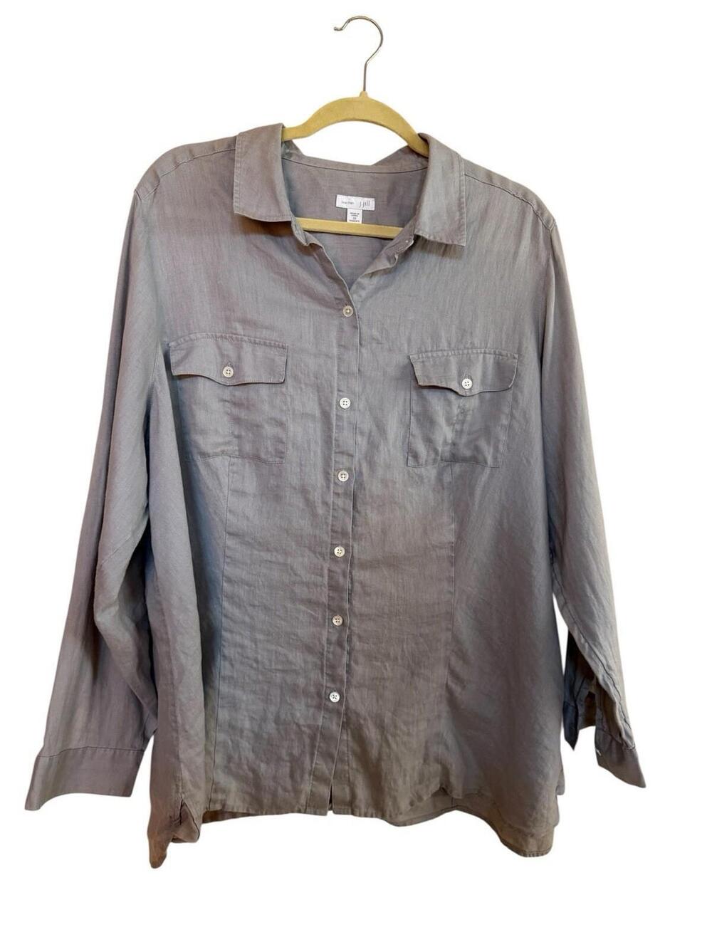 Love Linen J.Jill Gray Button Down Top Sz. 2X